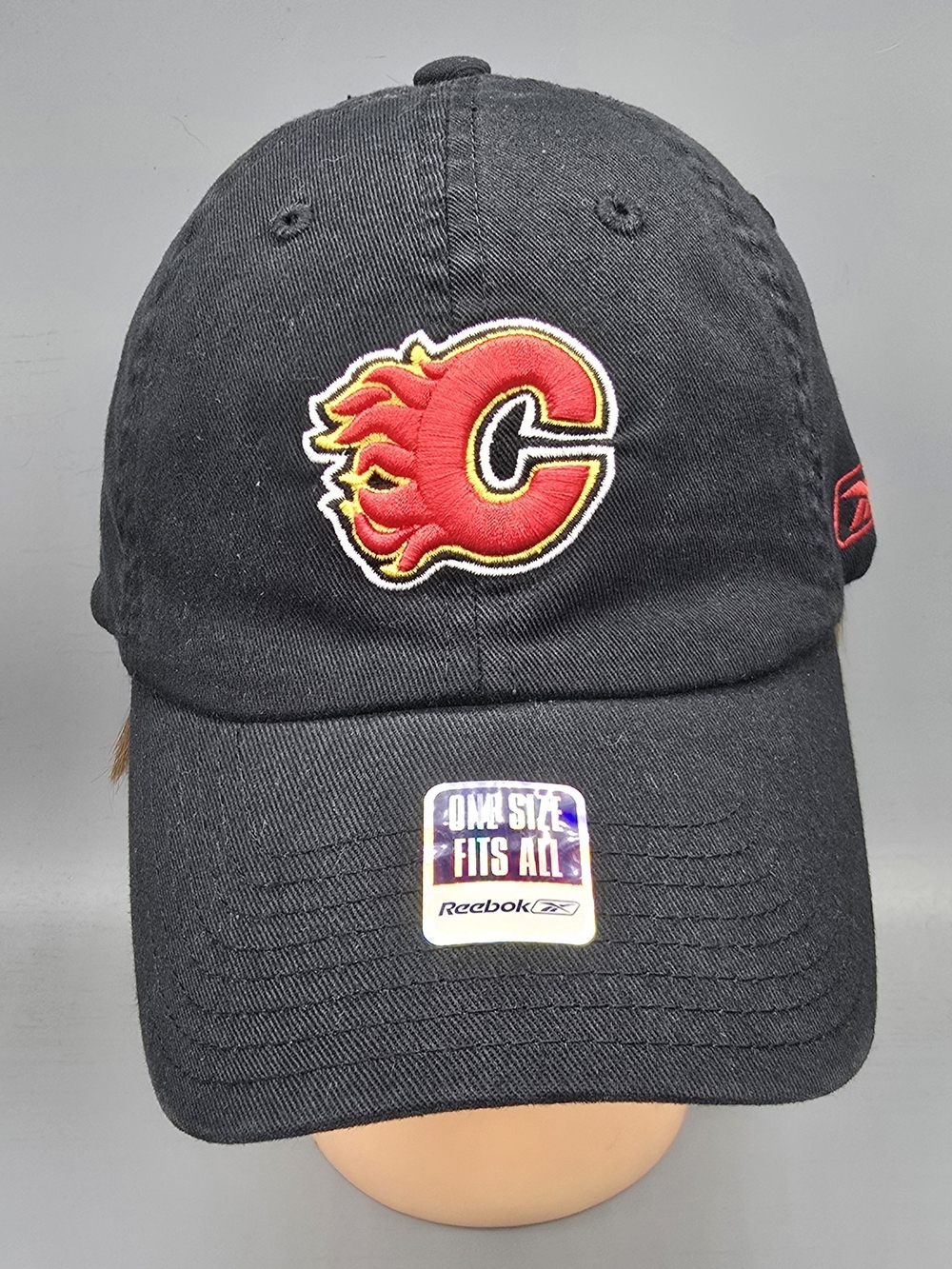 Calgary Flames Black Reebok Dad Hat with Red & Gold Logo